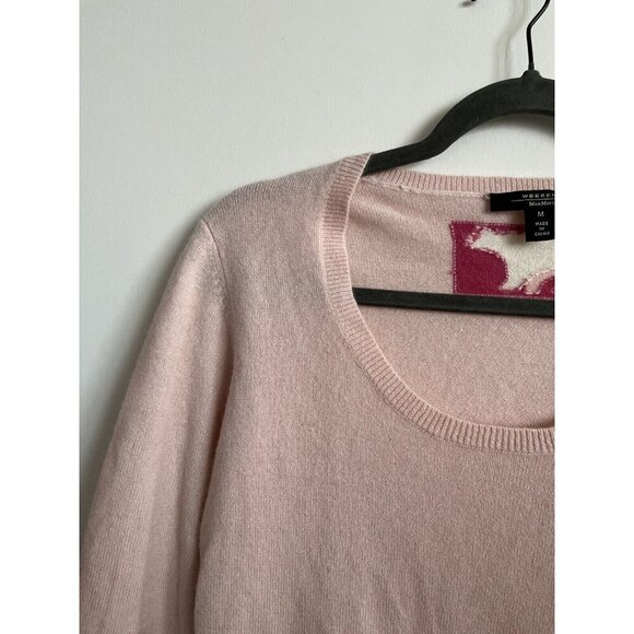 Weekend MaxMara 100 % Cashmere Pink Scoopneck Polar Bear Top Medium - Picture 4 of 12